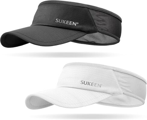 Sukeen 2 Pack Sports Sun Visor Men Women Lightweight Packable Cooling Stretchy Visor Hat for Running, Tennis, Golf in Kuwait