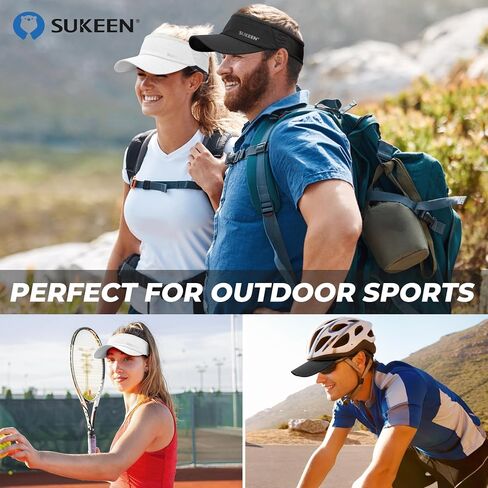 Sukeen 2 Pack Sports Sun Visor Men Women Lightweight Packable Cooling Stretchy Visor Hat for Running, Tennis, Golf in Kuwait