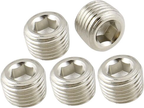 uxcell 1/4PT Male Thread Air Pipe Fittings Hex Socket Metal Connector Caps Silver Tone 5 Pcs in Saudi Arabia