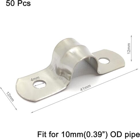 حزام الأنابيب الصلب لأنابيب 8 مللي متر/0.31 بوصة OD 304 الفولاذ المقاوم للصدأ 2 ثقوب المشابك 20 قطعة in Kuwait