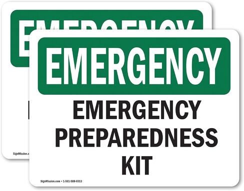 (2 Pack) Preparedness Kit OSHA Emergency Sign 5 Inch X 3.5 Inch Vinyl Label Decal Sticker Weather Resistant, UV Protected for Workplace, Business, and Construction Site, Made in the USA in Saudi Arabia