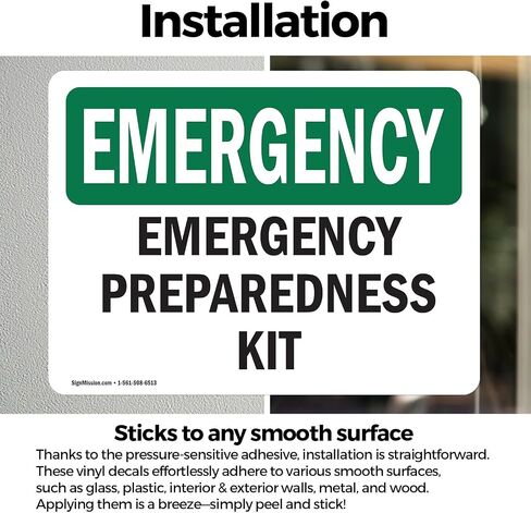 (2 Pack) Preparedness Kit OSHA Emergency Sign 5 Inch X 3.5 Inch Vinyl Label Decal Sticker Weather Resistant, UV Protected for Workplace, Business, and Construction Site, Made in the USA in Saudi Arabia