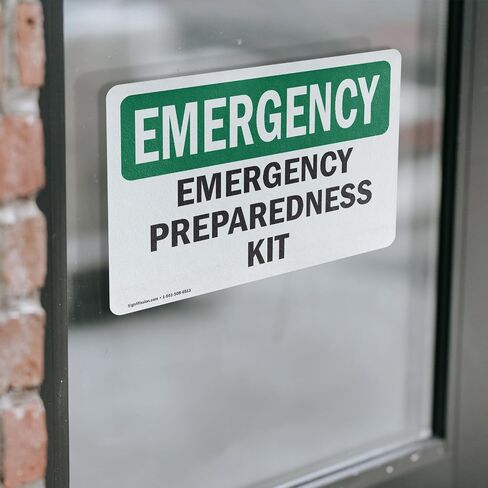 (2 Pack) Preparedness Kit OSHA Emergency Sign 5 Inch X 3.5 Inch Vinyl Label Decal Sticker Weather Resistant, UV Protected for Workplace, Business, and Construction Site, Made in the USA in Saudi Arabia