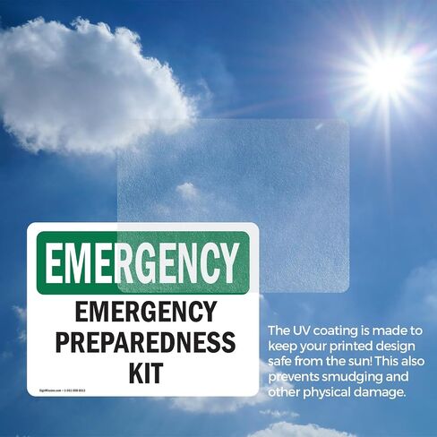 (2 Pack) Preparedness Kit OSHA Emergency Sign 5 Inch X 3.5 Inch Vinyl Label Decal Sticker Weather Resistant, UV Protected for Workplace, Business, and Construction Site, Made in the USA in Saudi Arabia