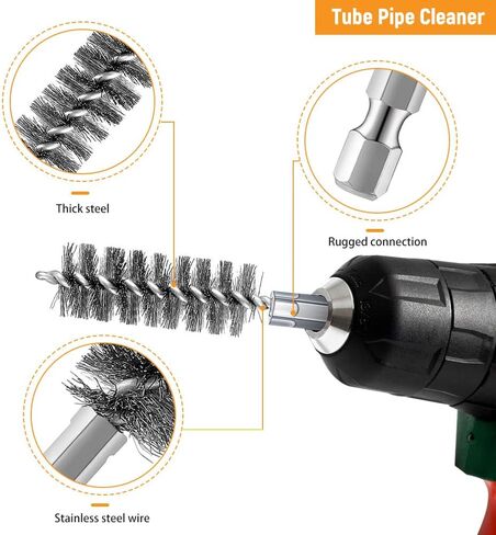 12 Pcs Bore Brush for Drill, Variety of Size Stainless Steel Cleaning Brush, Power Drill Impact Driver Pipe Hex Drill Shank Drill Wire Brush Set for Cleaning Rust, Tubes Holes in Saudi Arabia