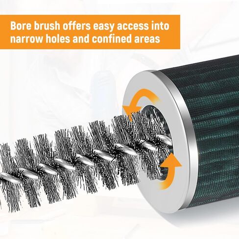 12 Pcs Bore Brush for Drill, Variety of Size Stainless Steel Cleaning Brush, Power Drill Impact Driver Pipe Hex Drill Shank Drill Wire Brush Set for Cleaning Rust, Tubes Holes in Saudi Arabia