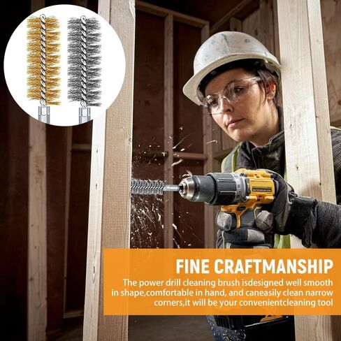 12 Pcs Bore Brush for Drill, Variety of Size Stainless Steel Cleaning Brush, Power Drill Impact Driver Pipe Hex Drill Shank Drill Wire Brush Set for Cleaning Rust, Tubes Holes in Saudi Arabia
