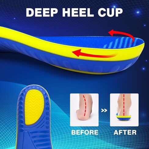 Insoles for Standing All Day Arch Support Insoles - Shoe Inserts for Flat Feet, Heel Spur, Heel Pain, Plantar Fasciitis Relief Insoles - Orthotic Inserts for Women & Men in Saudi Arabia