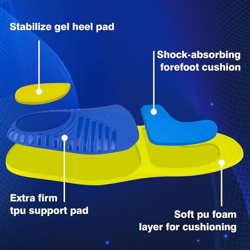 Insoles for Standing All Day Arch Support Insoles - Shoe Inserts for Flat Feet, Heel Spur, Heel Pain, Plantar Fasciitis Relief Insoles - Orthotic Inserts for Women & Men in Saudi Arabia