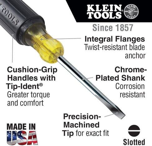 Klein Tools 606-2 Mini Flathead Screwdriver, Made in USA, 1/16-Inch Keystone Tip with 2-Inch Round Shank and Cushion Grip Handle in Saudi Arabia