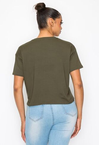 Women’s Crop Top – Short Sleeve Boxy Crewneck Casual Active Workout Yoga Gym Running Cropped Basic Tee T Shirts in Saudi Arabia