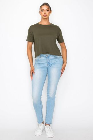 Women’s Crop Top – Short Sleeve Boxy Crewneck Casual Active Workout Yoga Gym Running Cropped Basic Tee T Shirts in Saudi Arabia