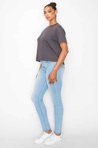 Women’s Crop Top – Short Sleeve Boxy Crewneck Casual Active Workout Yoga Gym Running Cropped Basic Tee T Shirts in Saudi Arabia