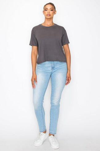 Women’s Crop Top – Short Sleeve Boxy Crewneck Casual Active Workout Yoga Gym Running Cropped Basic Tee T Shirts in Saudi Arabia