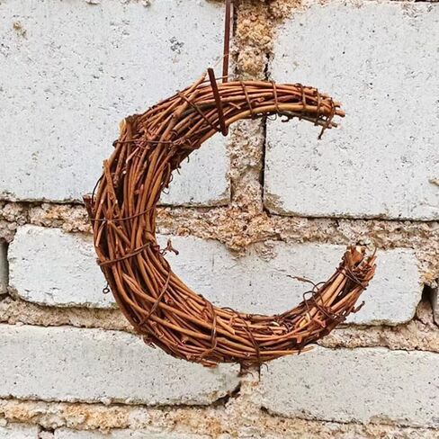 NOLITOY 2pcs Moon Shape Wreath for DIY Crafts, Grapevine Wreaths Rattan Ring Vine Branch Wreath for Home Holiday Wedding Party in Saudi Arabia