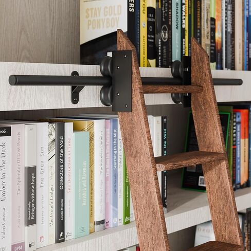 TSMST Library Sliding Ladder Hardware Kit, 3.3FT Rolling Ladder Hardware Kit, Wheels with Brakes, Black Sliding Ladder Kit for Bookcase, Loft, Closet, Ladder Not Included in Kuwait