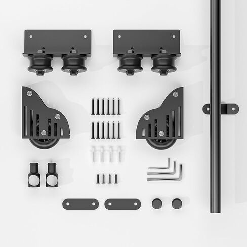 TSMST Library Sliding Ladder Hardware Kit, 3.3FT Rolling Ladder Hardware Kit, Wheels with Brakes, Black Sliding Ladder Kit for Bookcase, Loft, Closet, Ladder Not Included in Kuwait