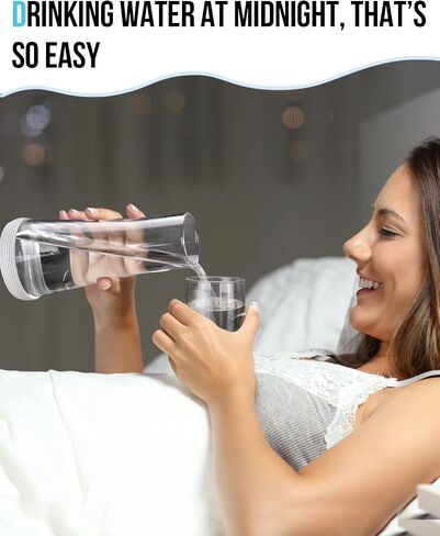 Bedside Night Water Carafe Set with Tumbler Glass, Clear Nightstand Carafe with Silicone Coaster for Bedroom and Guest Room, Glass Mouthwash Decanter for Bathroom (22 OZ) in Saudi Arabia