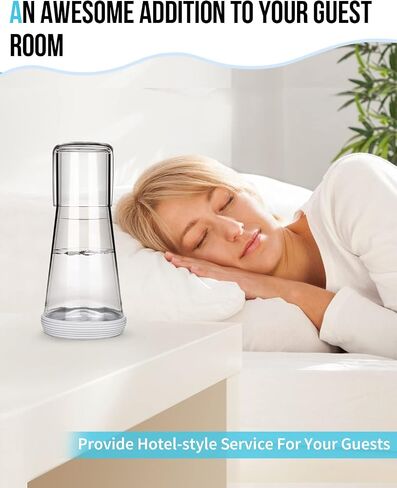 Bedside Night Water Carafe Set with Tumbler Glass, Clear Nightstand Carafe with Silicone Coaster for Bedroom and Guest Room, Glass Mouthwash Decanter for Bathroom (22 OZ) in Saudi Arabia