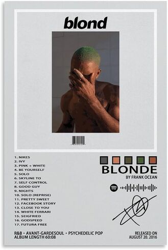 Frank Poster Ocean Blonde Album Music Art Cover Poster for Room Aesthetic Canvas Wall Art for Teens Room Decor12x18inch(30x45cm) in Saudi Arabia