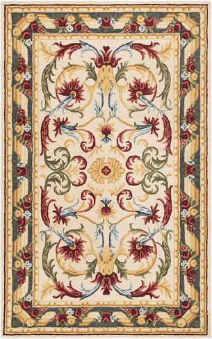 SAFAVIEH Blossom Collection 5' x 8' Ivory / Green BLM251B Handmade Premium Wool Area Rug in Saudi Arabia