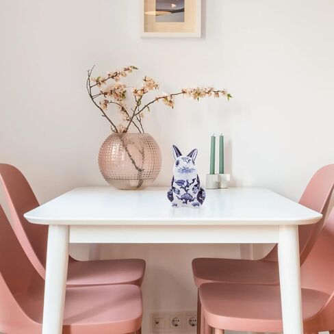 GANAZONO الأزرق والأبيض أرنب سيراميك تمثال الصينية زودياك أرنب تمثال الأرنب الحيوان النحت للعام الجديد ديكور للطاولات المنزل in Kuwait