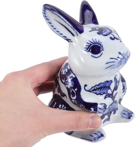 GANAZONO الأزرق والأبيض أرنب سيراميك تمثال الصينية زودياك أرنب تمثال الأرنب الحيوان النحت للعام الجديد ديكور للطاولات المنزل in Kuwait