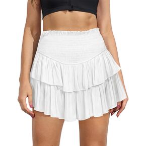 Honeystore Women's High Waist Layered Ruffle Skirts with Boyshort Golf Athletic Workout Swing Skort