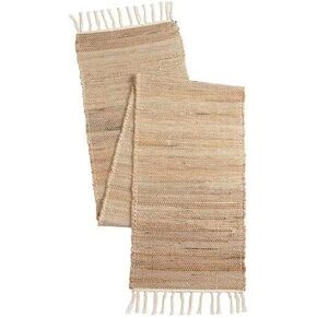Hand Woven Jute Cotton Table Runner 14"x72" Six Seater | Eco Friendly Dining Table Use | Decor for Family Dinner or Gatherings | Indoor Outdoor Parties & Everyday Use (14"x72" Natural Jute-Ivory)