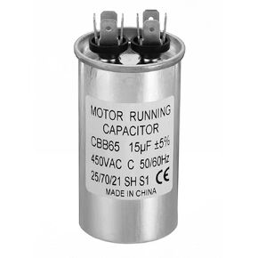 PATIKIL 15uF ±5% 15MDF 450V AC Fan Start Capacitor, CBB65 Circular Run Capacitor for AC Motor Run Air Conditioner Cool Heat Pump Condenser Straight