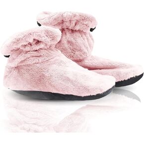 Brookstone - Thera-Spa Foot Warmer Fur Booties - Hot & Cold Therapy with Temperature Control Pouch - Microwavable Heated Slippers - Feet Warmers for Women & Men - Lavender Infused, (Glacier Gray)