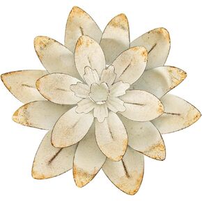 Foreside Home & Garden Antique Finish Wall Flower White Metal