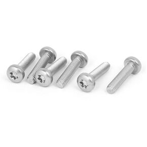 uxcell® M6 x 25mm 316 Stainless Steel Round Torx Head Machine Screw Silver Tone 6pcs
