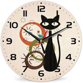 Clock for Living Room, Wooden Decorative Round Wall Clock Silent Non-Ticking Battery Operated Clock 10 Inch, Home Decor for Living Room, Kitchen, Bedroom and Office