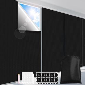 100% Blackout Curtains 118" x 57" Travel Blackout Window Cover Portable Blackout Window Shade for Nursery Bedroom Dorm Room, No Drill Window Film, Light & UV Block for House (2 Pack)