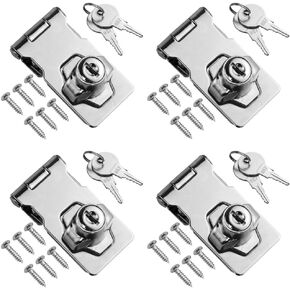 4PCS 2.5" x 1.3" Keyed Hasp Locks Door Hasp Latches Lock Padlock Latches with Screws Locking Hasp for Cabinet Drawer(Keyed Alike)