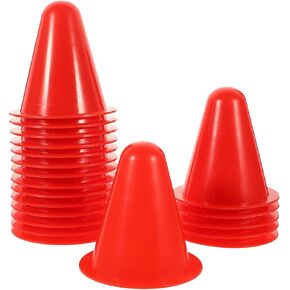 ibasenice Plastic Windproof Slalom Cones Inline Roller Skating Cones Pile Cup Roadblocks 20pcs Traffic Road Cones for Kids Roller Skating for Skate Practice Sport Training Red