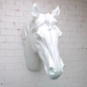 RTGGSEL Retro Faux Horse Wall Mount Simulated Resin Taxidermy Animal Head Ornament Fake Horse Head Sculpture Wall Decor (11.8" X 3.5" X 5.5") (Black Horse)
