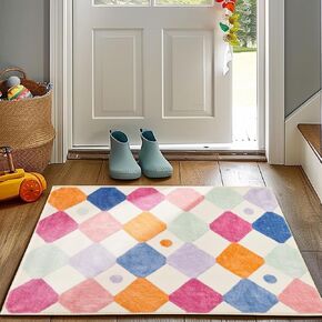 jinchan Area Rug 5x7 Kids Rugs Washable Rug Colorful Trellis Rug Indoor Floor Cover Non Slip Modern Rug Living Room Rug Diamond Carpet Soft Rug for Nursery room Bedroom Dining Room Kitchen Confetti