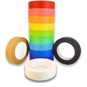 Colored Masking Tape 1.1 Inch x 12 Rolls Writable Craft Tape Vibrant Painter Tapes Paper Tapes for Arts, Crafts, Labeling, Color-Coding and Home Decoration Tape (22 Yards x 12 Rolls)
