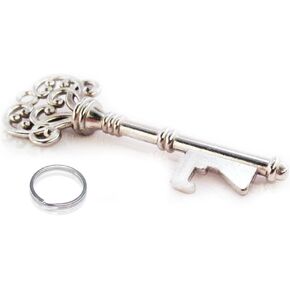 Butler in the Home® Bottle Butler Beer Bottle Opener Keychain Skeleton Key Opening Beer Bottles Soda Bottles Keychain Key Ring Tailgate Party, Silver