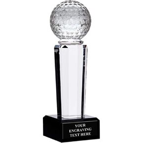 Golf Award, 9 1/2" Onyx Pedestal Crystal Golf Ball Awards Prime