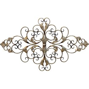 Stratton Home Decor SHD0139 Ornate Scroll Wall Decor, 36.00 W X 0.75 D X 21.75 H, Champagne