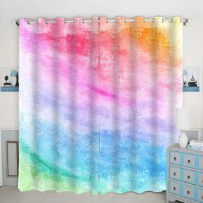 Watercolor Rainbow Palette Window Curtain Panels Blackout Curtain Panels Thermal Insulated & Light Blocking 42W x 84L inch (Set of 2 Panels)