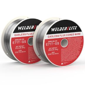 2-Pack 0.035" Gasless Flux Core MIG Wire, 2lb Each, E71T-GS, Perfect for Welding Galvanized, Stainless & Mild Steel Projects