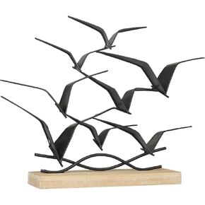 Deco 79 Metal Bird Decorative Sculpture Home Decor Statue, Accent Figurine 19" x 4" x 14", Black