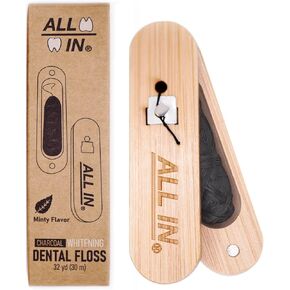 ALL IN Charcoal Floss REFILLS 3 x 32 Yards Each – Activated Charcoal Dental Floss Refills Only – BPA Free, Plant Based No PFAS Mint Floss for Plaque Removal, Fresh Breath (3)