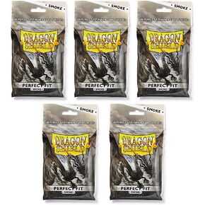 Dragon Shield Bundle: 5 Packs of Smoke Perfect Fit Standard Size Sleeves - 500 Sleeves Total
