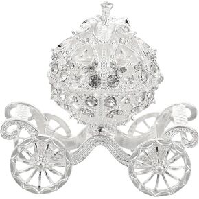 Pumpkin Carriage Carriage Centerpiece Crystal Jewelry Box Silver Carriage Cake Topper Ring Holder Pumpkin Carriage Decor Christmas Trinket Boxes Party Favors