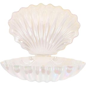 Gadpiparty Plastic Mini Sea Shells Candy Boxes Jewelry Box Seashell Party Favor Containers Clam Treat Holders for Wedding White